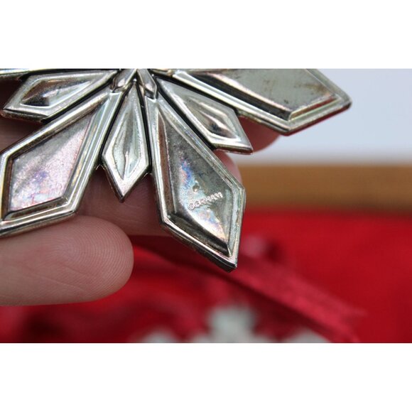 Gorham Ornament Set Silverplate Snowflakes Mini Pitcher Teapot Trio Storage Bag - Picture 14 of 16